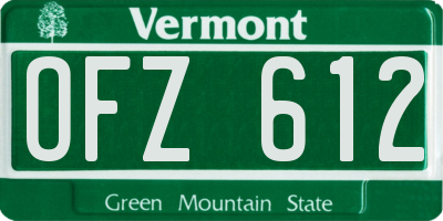 VT license plate OFZ612