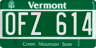 VT license plate OFZ614
