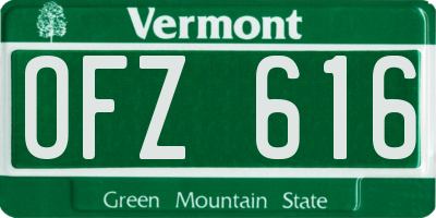 VT license plate OFZ616
