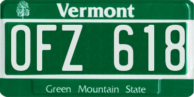 VT license plate OFZ618