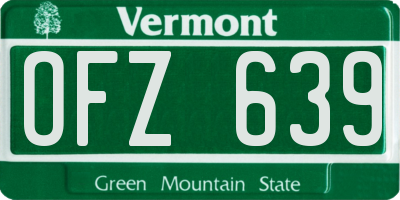 VT license plate OFZ639
