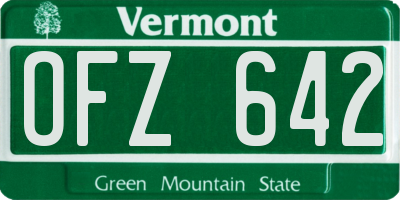VT license plate OFZ642