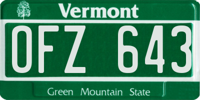 VT license plate OFZ643