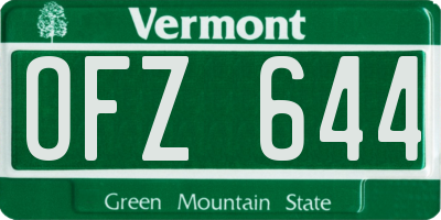 VT license plate OFZ644