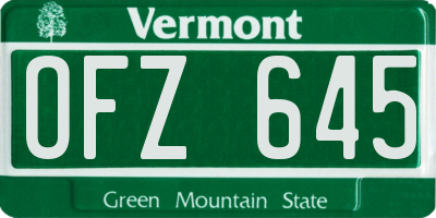 VT license plate OFZ645