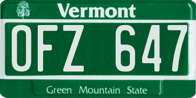 VT license plate OFZ647