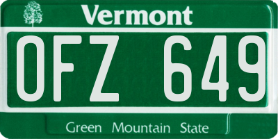 VT license plate OFZ649