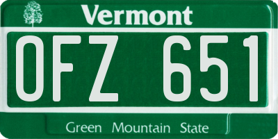 VT license plate OFZ651