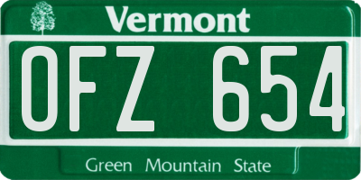 VT license plate OFZ654
