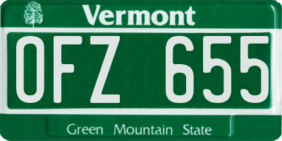 VT license plate OFZ655