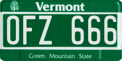 VT license plate OFZ666