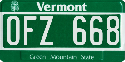 VT license plate OFZ668
