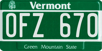 VT license plate OFZ670