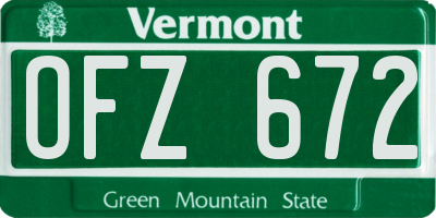 VT license plate OFZ672
