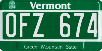 VT license plate OFZ674