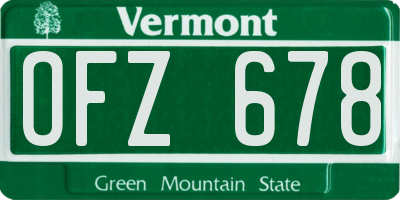 VT license plate OFZ678