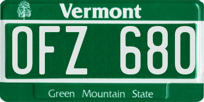VT license plate OFZ680