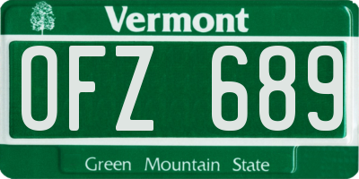 VT license plate OFZ689