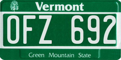 VT license plate OFZ692