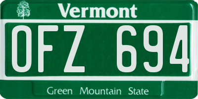 VT license plate OFZ694
