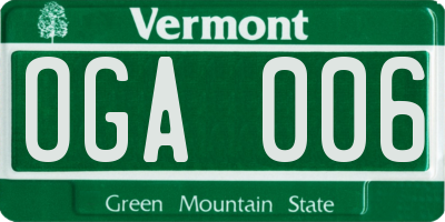 VT license plate OGA006