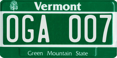 VT license plate OGA007
