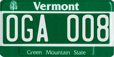 VT license plate OGA008