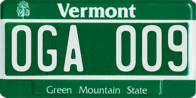 VT license plate OGA009