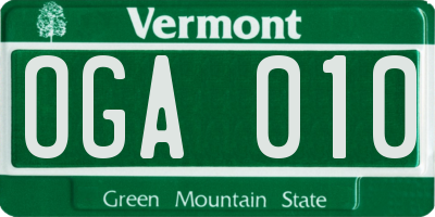 VT license plate OGA010