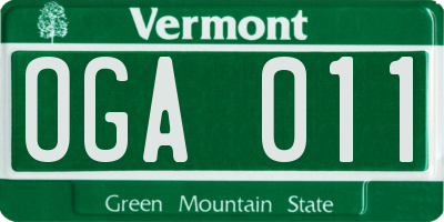 VT license plate OGA011