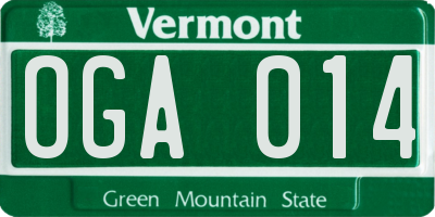 VT license plate OGA014