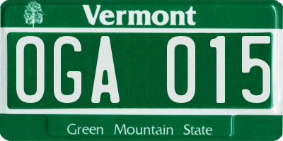 VT license plate OGA015