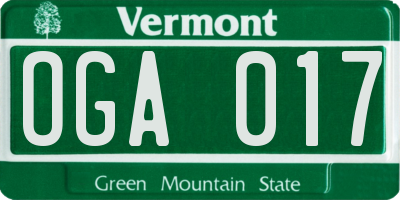 VT license plate OGA017