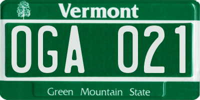 VT license plate OGA021
