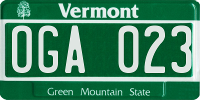 VT license plate OGA023