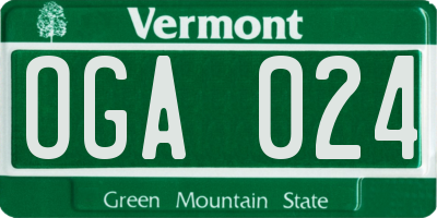 VT license plate OGA024