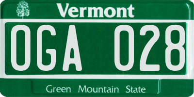 VT license plate OGA028