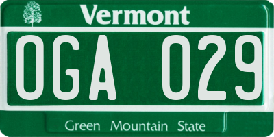 VT license plate OGA029