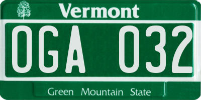VT license plate OGA032