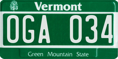 VT license plate OGA034