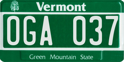 VT license plate OGA037