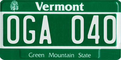 VT license plate OGA040