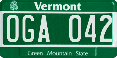 VT license plate OGA042