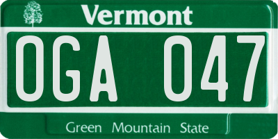 VT license plate OGA047