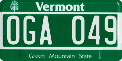 VT license plate OGA049