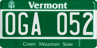 VT license plate OGA052