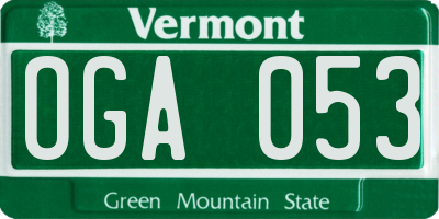 VT license plate OGA053