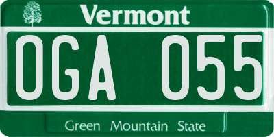 VT license plate OGA055