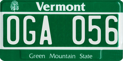 VT license plate OGA056
