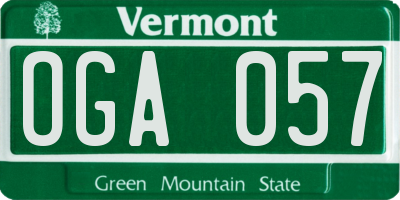 VT license plate OGA057